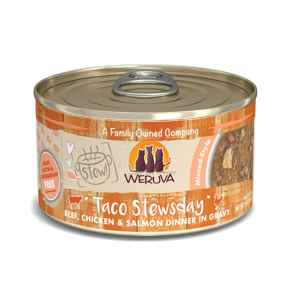 Weruva Cat Stew!  Taco Stewsday Beef, Chicken & Salmon Dinner in Gravy (2.8 Oz - 12pk) on Sale